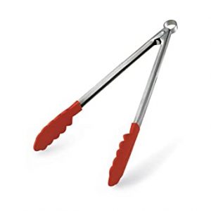 Pinzas Gastronomica Cocina Punta Silicona Roja 31 Cm Color Rojo